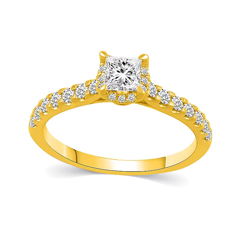 1.0 CT. TW Princess-Cut Diamond Hidden Frame Bridal Set in 14K Gold (I/I2)