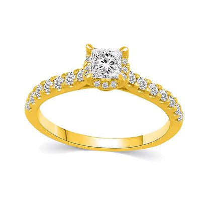 1.0 CT. TW Princess-Cut Diamond Hidden Frame Bridal Set in 14K Gold (I/I2)