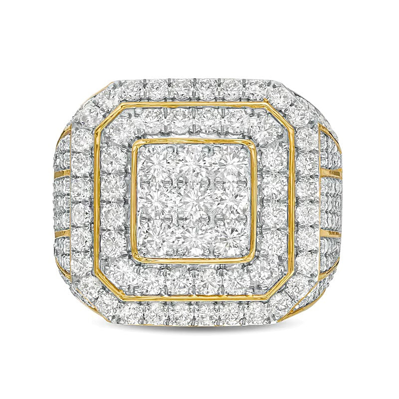 5.0 CT. TW Square Multi-Diamond Double Frame Signet Ring in 10K Gold