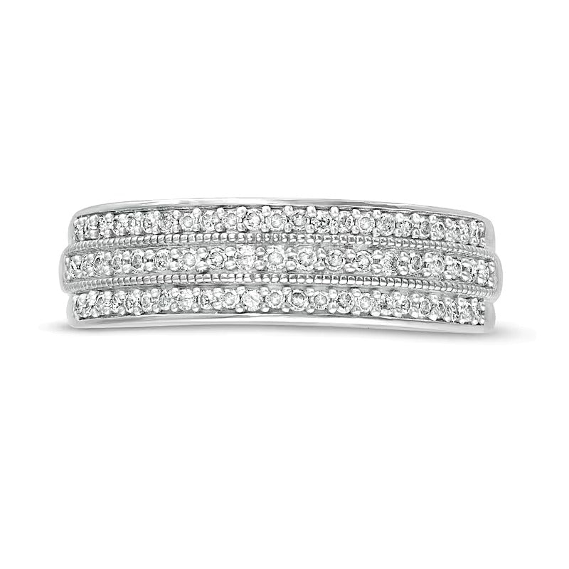 0.33 CT. TW Diamond Multi-Row Vintage-Style Band in 10K White Gold