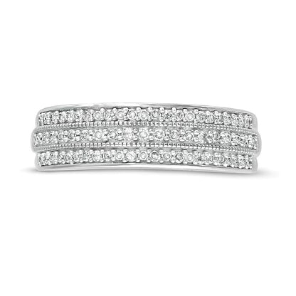 0.33 CT. TW Diamond Multi-Row Vintage-Style Band in 10K White Gold