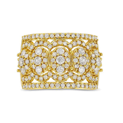 1.5 CT. TW Oval Multi-Diamond Edge Wide Band in 10K Gold