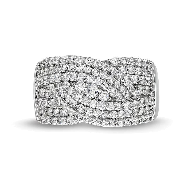1.0 CT. TW Diamond Triple Row Overlay Band in 10K White Gold