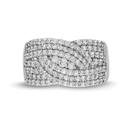 1.0 CT. TW Diamond Triple Row Overlay Band in 10K White Gold