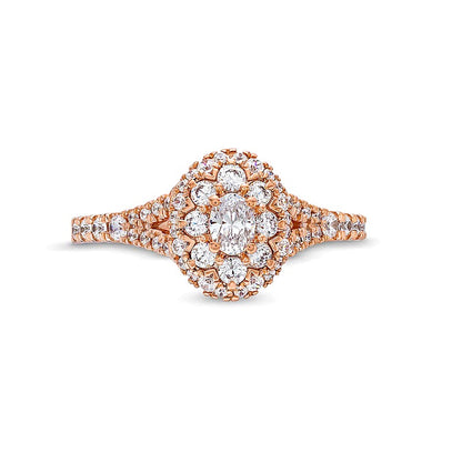 0.75 CT. TW Oval Multi-Diamond Split Shank Engagement Ring in 10K Rose Gold