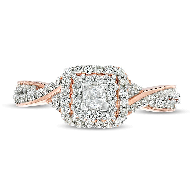 0.33 CT. TW Princess-Cut Diamond Double Frame Engagement Ring in 10K Rose Gold