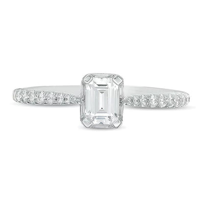 0.75 CT. TW Emerald-Cut Diamond Frame Engagement Ring in 14K White Gold