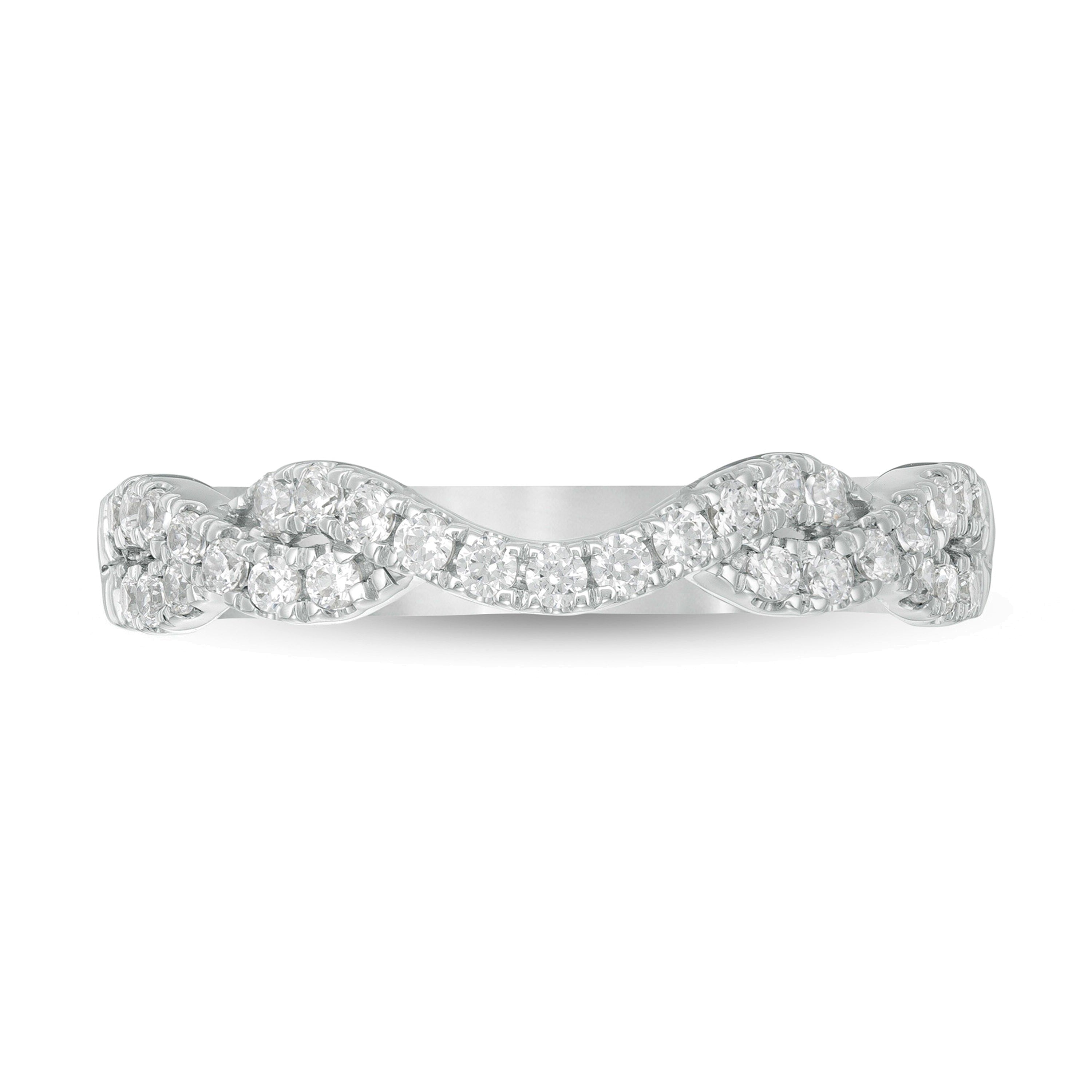 0.33 CT. TW Diamond Twist Contour Band in 14K White Gold