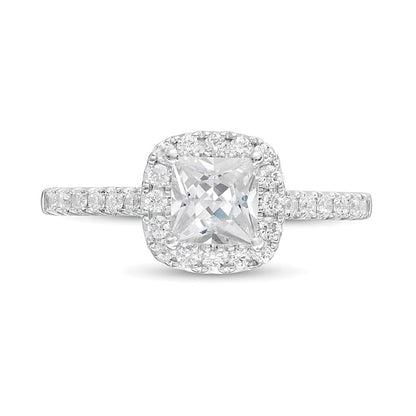 1.33 CT. TW Princess-Cut Lab-Grown Diamond Frame Engagement Ring in 14K White Gold (F/VS2)