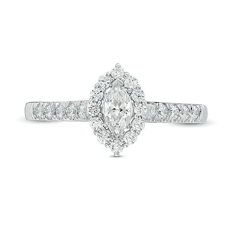 0.63 CT. TW Marquise Diamond Frame Engagement Ring in 14K White Gold
