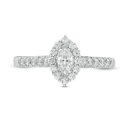 0.63 CT. TW Marquise Diamond Frame Engagement Ring in 14K White Gold
