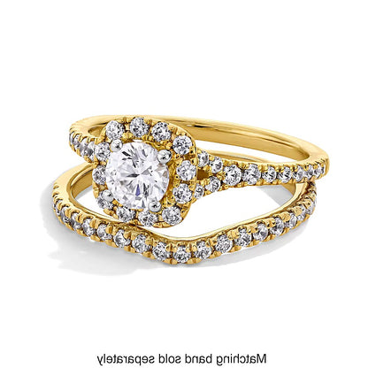 1.0 CT. TW Lab-Grown Diamond Cushion Frame Split Shank Engagement Ring in 14K Gold (F/SI2)