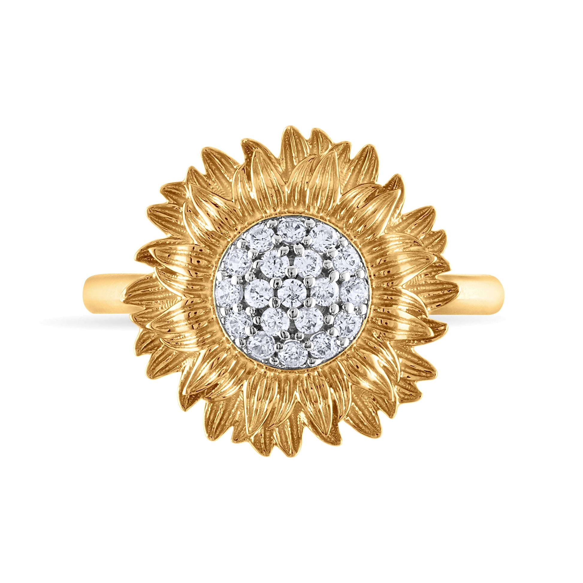 0.2 CT. TW Diamond Sunflower Ring in 10K Gold