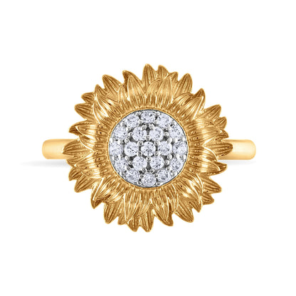 0.2 CT. TW Diamond Sunflower Ring in 10K Gold