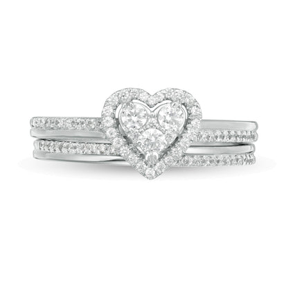0.5 CT. TW Composite Diamond Heart-Shaped Frame Bridal Set in 10K White Gold