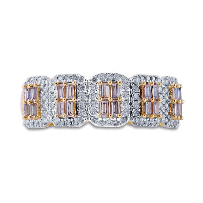 0.63 CT. TW Champagne and White Baguette Multi-Diamond Five Stone Ring in 10K Gold