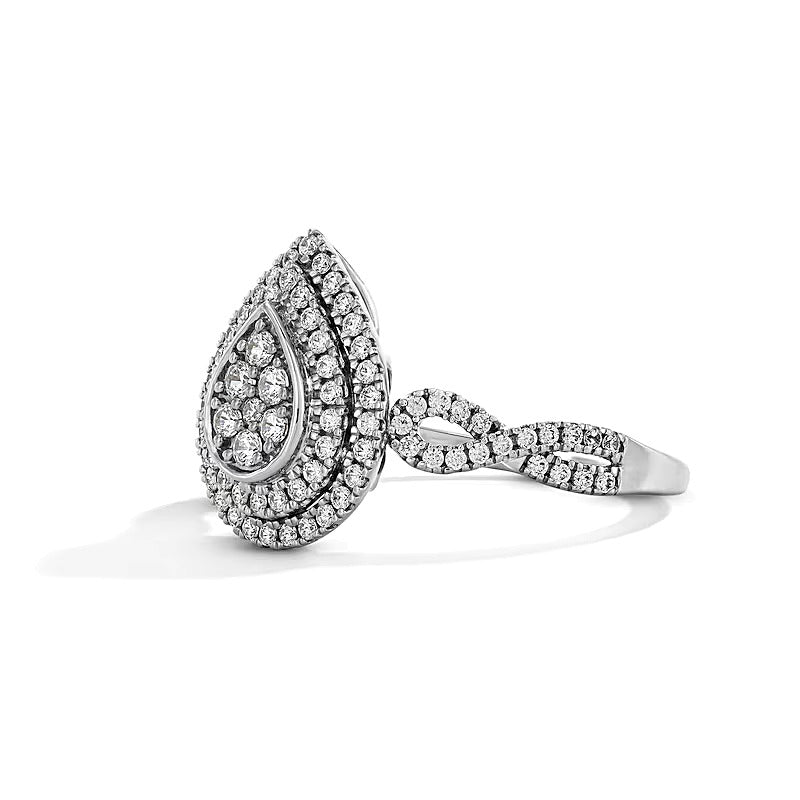 0.5 CT. TW Multi-Diamond Double Frame Engagement Ring in 10K White Gold