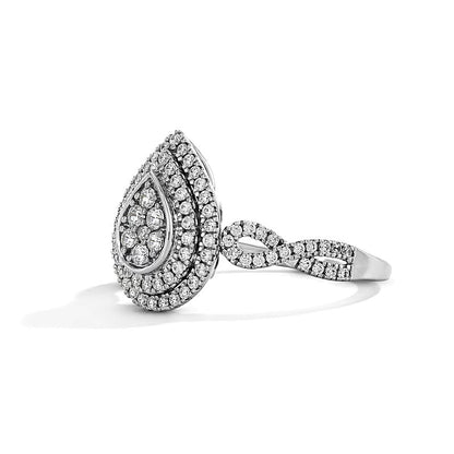0.5 CT. TW Multi-Diamond Double Frame Engagement Ring in 10K White Gold