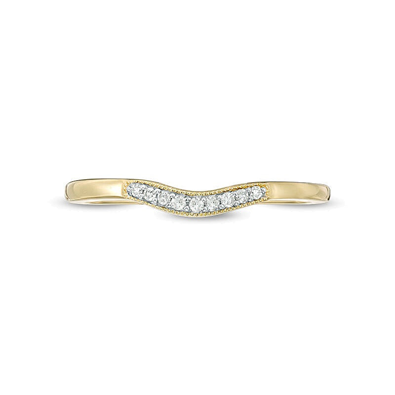 Diamond Accent Vintage-Style Contour Anniversary Band in 10K Gold