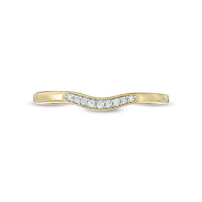 Diamond Accent Vintage-Style Contour Anniversary Band in 10K Gold
