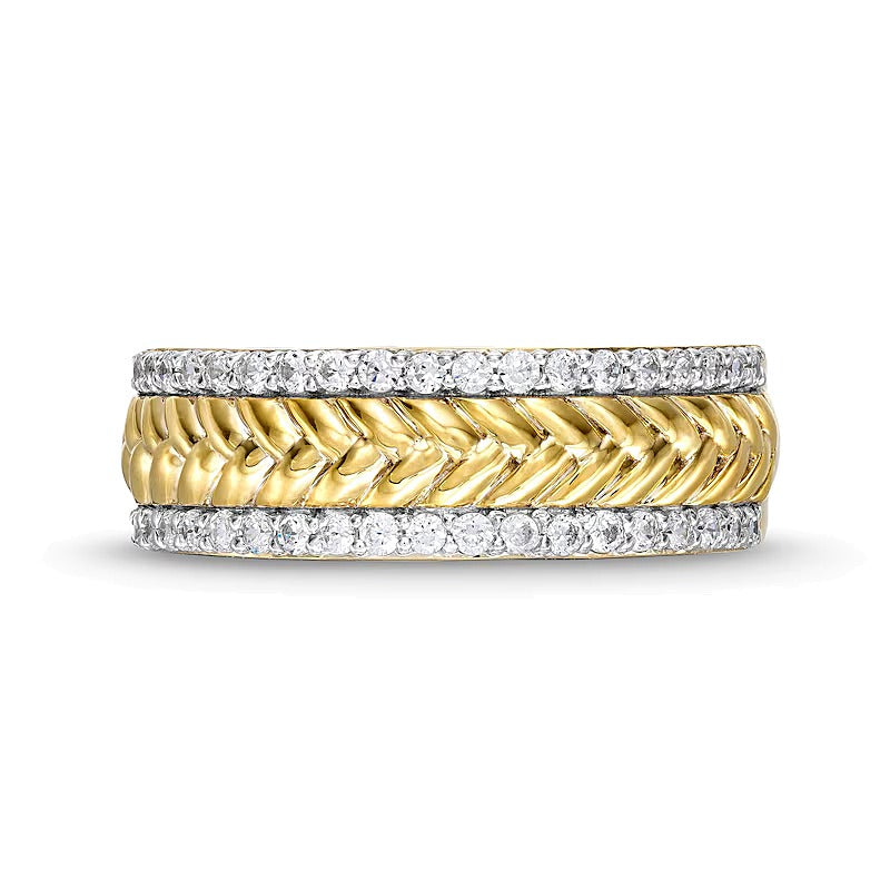 0.33 CT. TW Diamond Edge Herringbone Band in 10K Gold