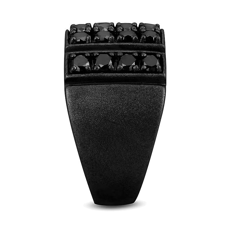 2.2 CT. TW Black Diamond Rectangle-Top Ring in Oxidized Black Sterling Silver