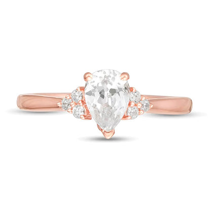 0.63 CT. TW Pear-Shaped Diamond Tri-Sides Engagement Ring in 14K Rose Gold
