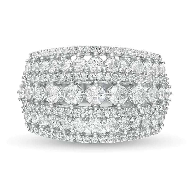 2.0 CT. TW Diamond Multi-Row Domed Ring in 10K White Gold