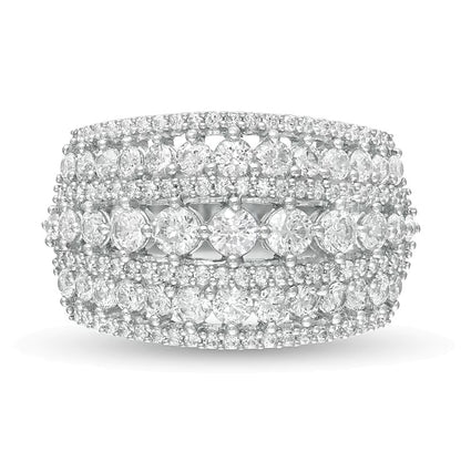 2.0 CT. TW Diamond Multi-Row Domed Ring in 10K White Gold
