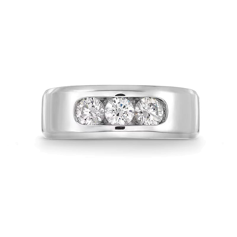 1.0 CT. TW Lab-Grown Diamond Three Stone Band in 10K White Gold (I/SI2)