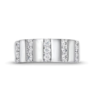 0.5 CT. TW Diamond Trio Linear Row Band in 10K White Gold