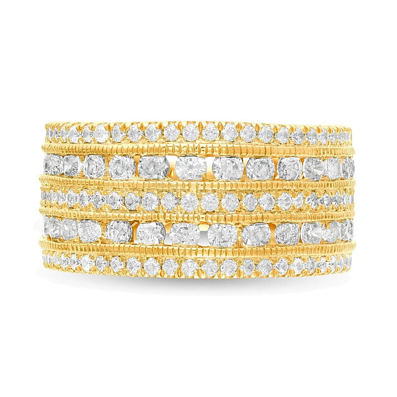 2.0 CT. TW Diamond Multi-Row Vintage-Style Engagement Ring in 10K Gold