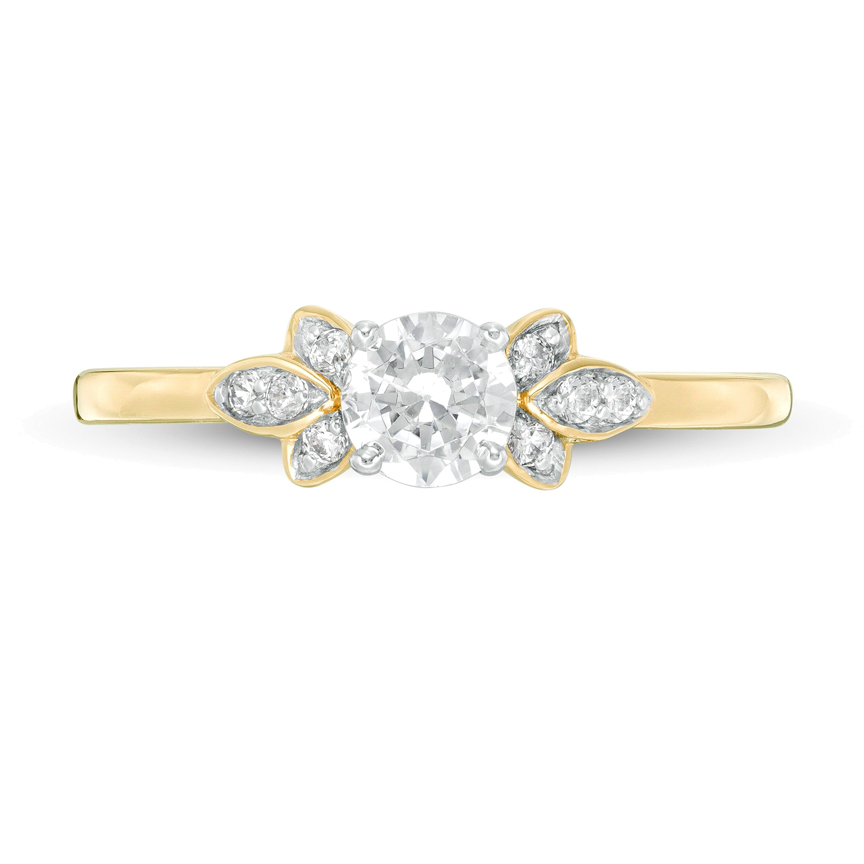 0.38 CT. TW Diamond Petal Tri-Sides Engagement Ring in 10K Gold