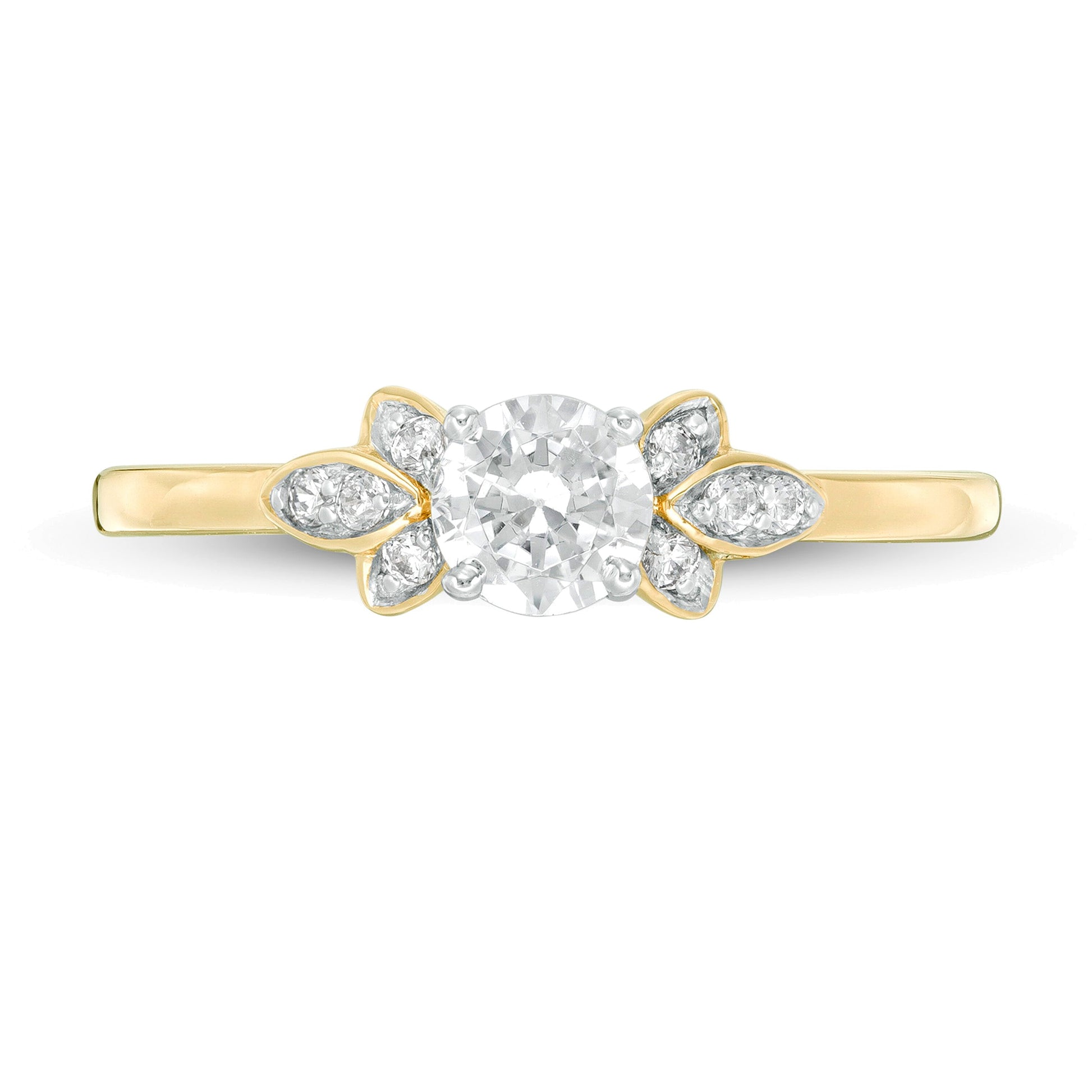 0.38 CT. TW Diamond Petal Tri-Sides Engagement Ring in 10K Gold