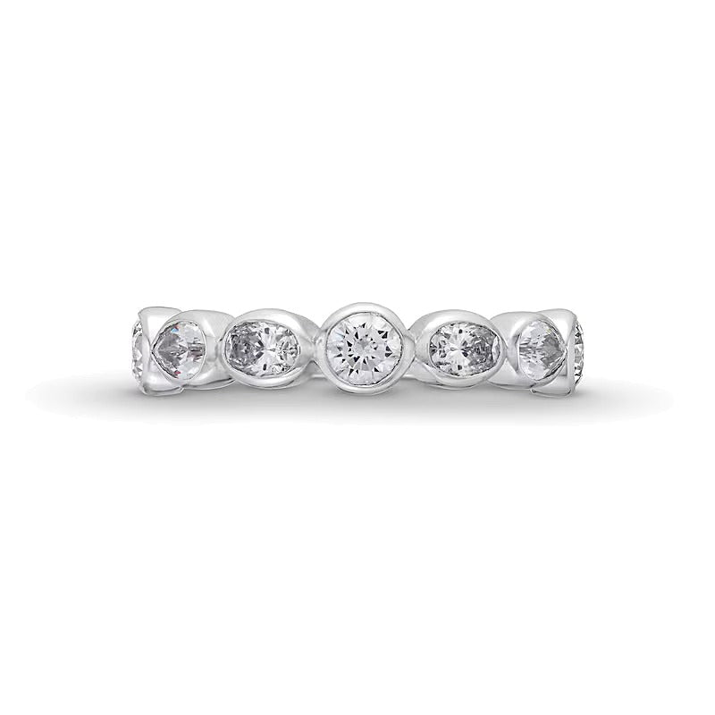 1.25 CT. TW Multi-Shaped Lab-Grown Diamond Bezel-Set Anniversary Band in 14K White Gold (F/VS2)