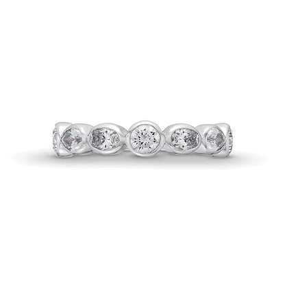 1.25 CT. TW Multi-Shaped Lab-Grown Diamond Bezel-Set Anniversary Band in 14K White Gold (F/VS2)