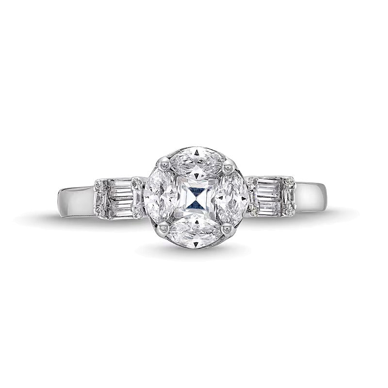 1.0 CT. TW Multi-Diamond Composite Engagement Ring in 10K White Gold