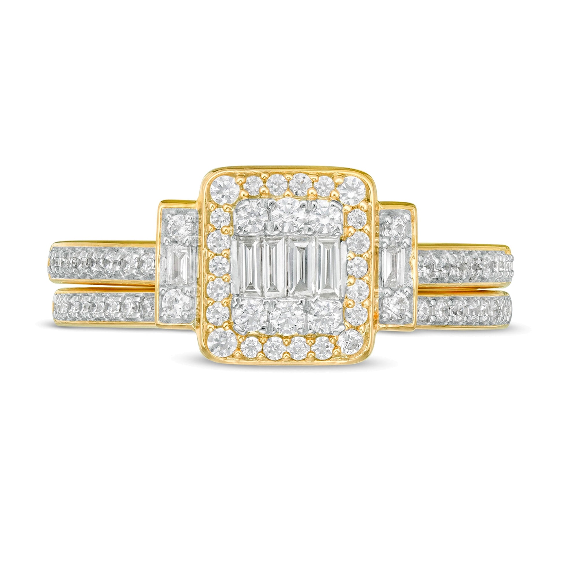 0.5 CT. TW Composite Diamond Frame Collar Bridal Set in 10K Gold