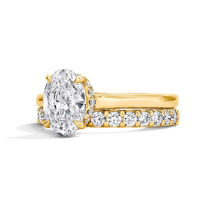 2.0 CT. TW Oval Lab-Grown Diamond Hidden Frame Bridal Set in 14K Gold (F/VS2)