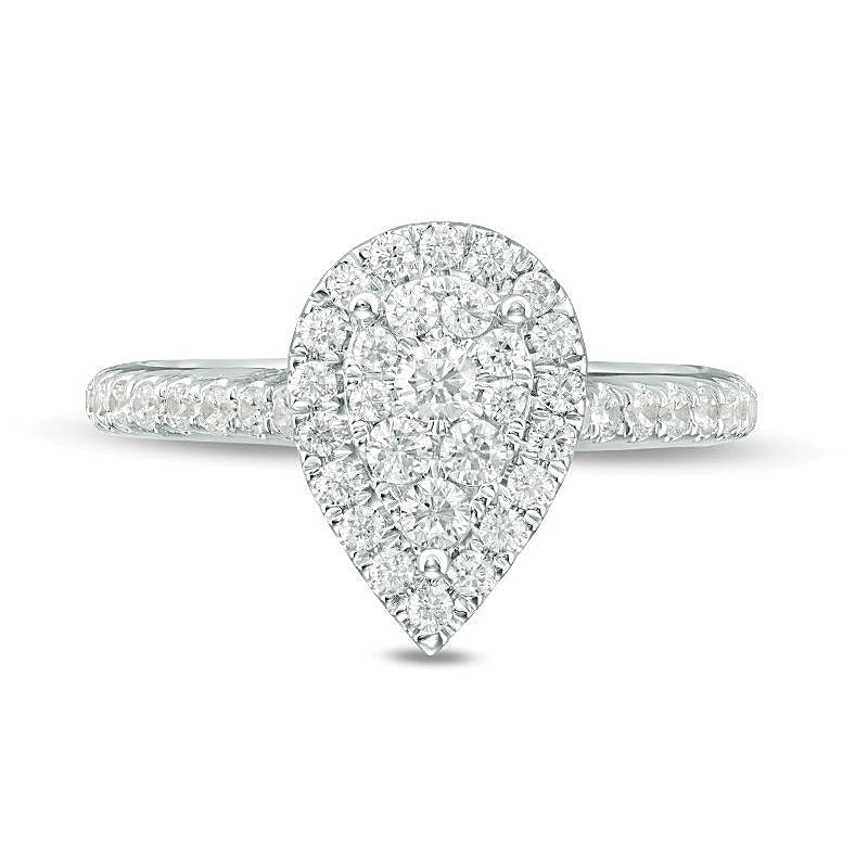 0.75 CT. TW Composite Diamond Pear-Shaped Frame Engagement Ring in 10K White Gold