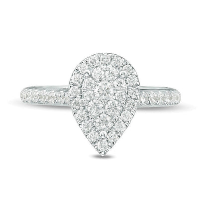 0.75 CT. TW Composite Diamond Pear-Shaped Frame Engagement Ring in 10K White Gold