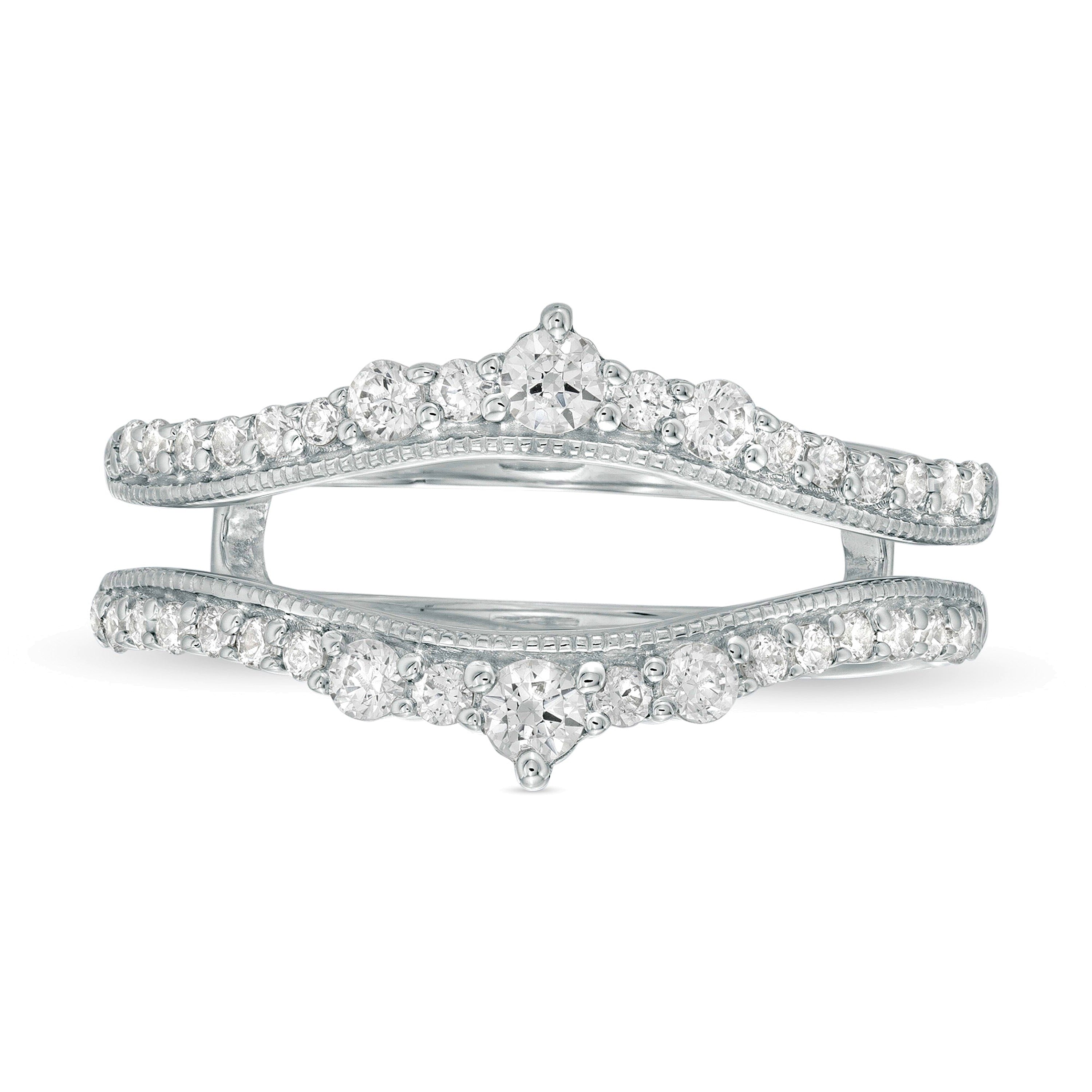 0.5 CT. TW Diamond Crown Vintage-Style Solitaire Enhancer in 10K White Gold