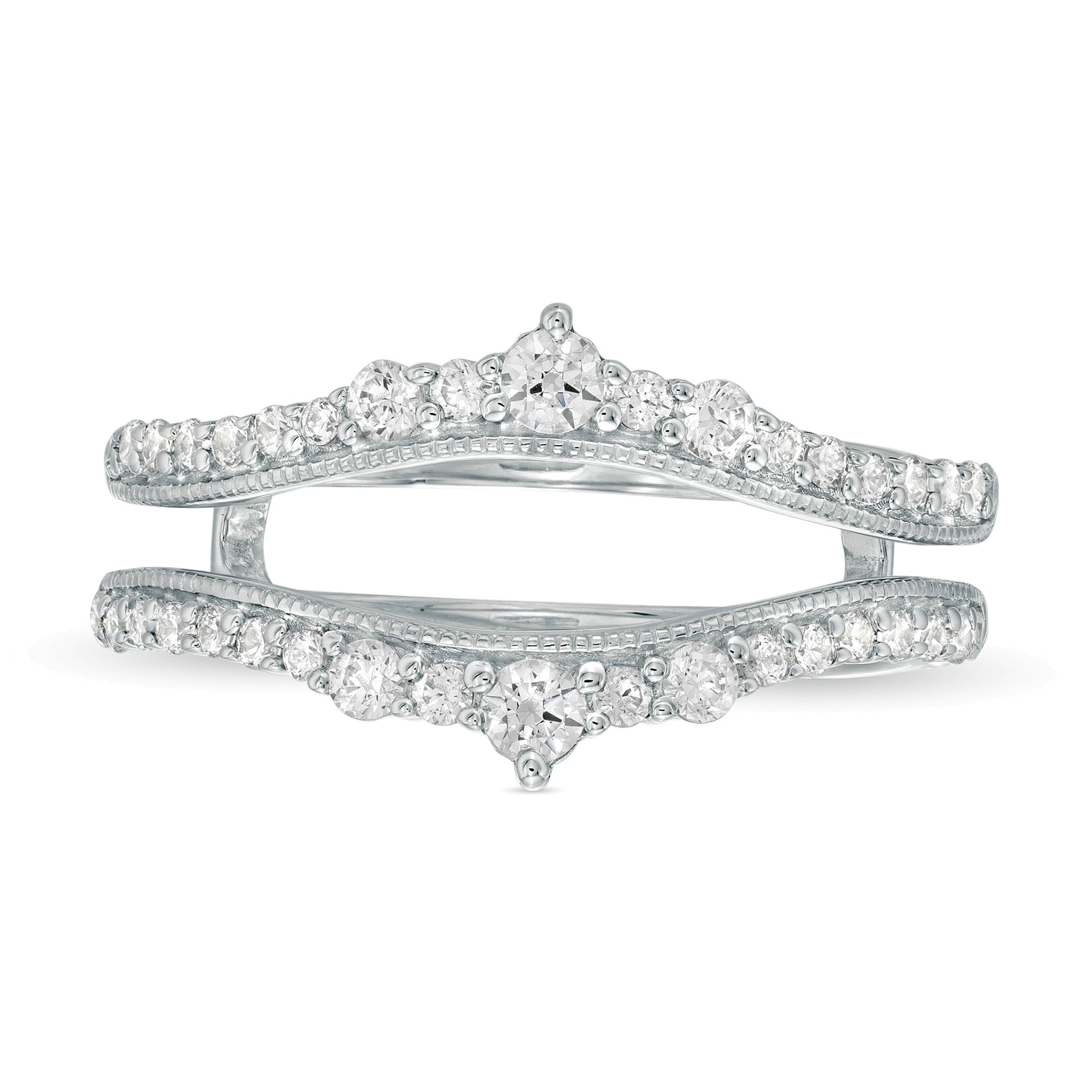 0.5 CT. TW Diamond Crown Vintage-Style Solitaire Enhancer in 10K White Gold