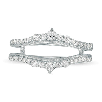 0.5 CT. TW Diamond Crown Vintage-Style Solitaire Enhancer in 10K White Gold