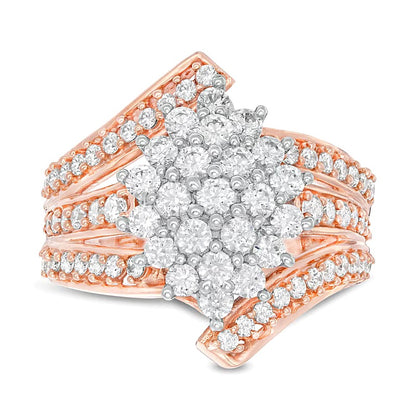 2.0 CT. TW Composite Diamond Bypass Waterfall Ring in 10K Rose Gold