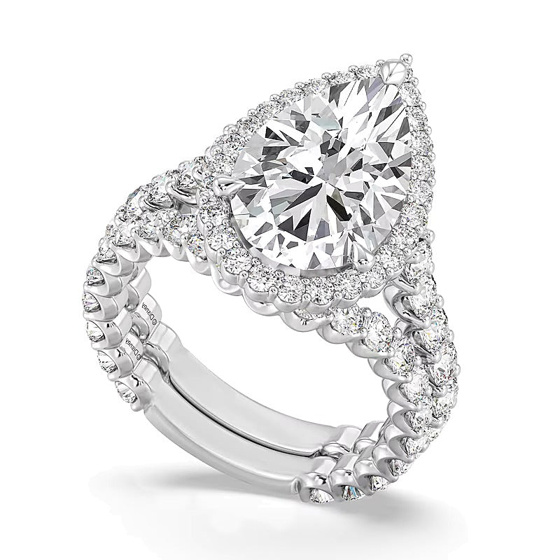 Enchanted Star Ariel 6.5 CT. TW Pear-Shaped Lab-Grown Diamond Frame Engagement Ring in 14K Two-Tone Gold