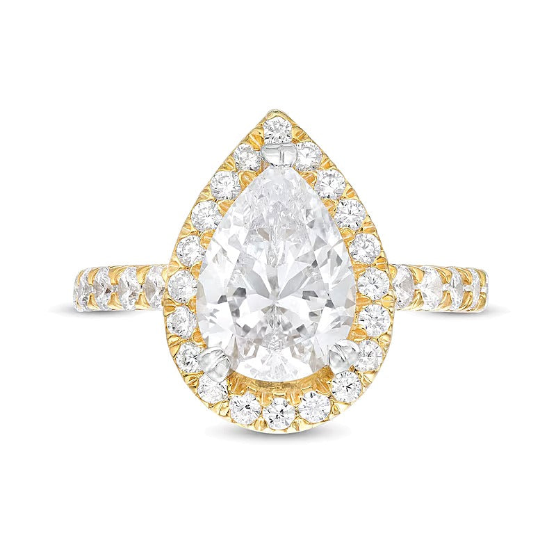 4.0 CT. TW Pear-Shaped Lab-Grown Diamond Frame Engagement Ring in 14K Gold (I/SI2)
