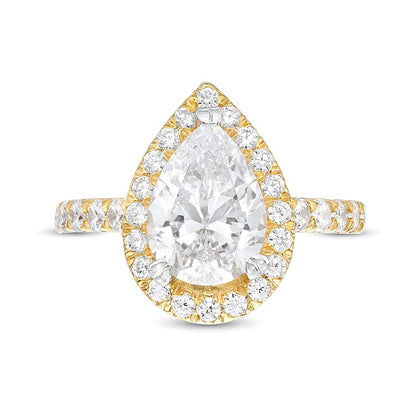4.0 CT. TW Pear-Shaped Lab-Grown Diamond Frame Engagement Ring in 14K Gold (I/SI2)