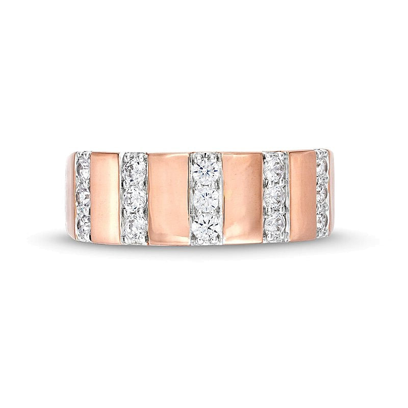 0.5 CT. TW Diamond Trio Linear Row Band in 10K Rose Gold