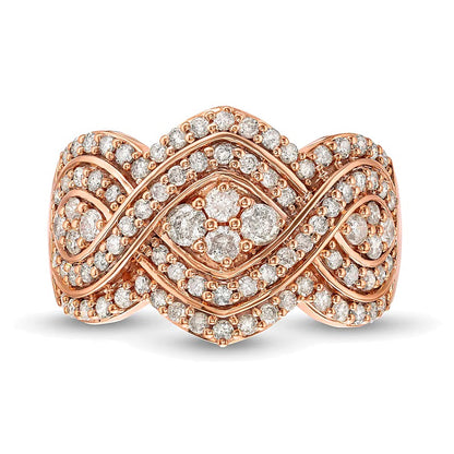 1.0 CT. TW Quad Diamond Edge Infinity Braid Ring in 10K Rose Gold
